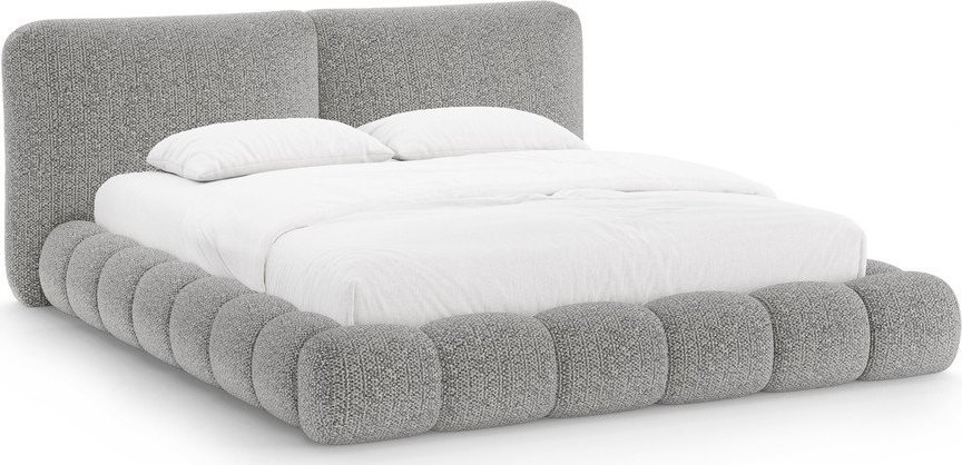 Šedá čalouněná dvoulůžková postel s úložným prostorem s roštem 200x200 cm Solange – Micadoni Micadoni