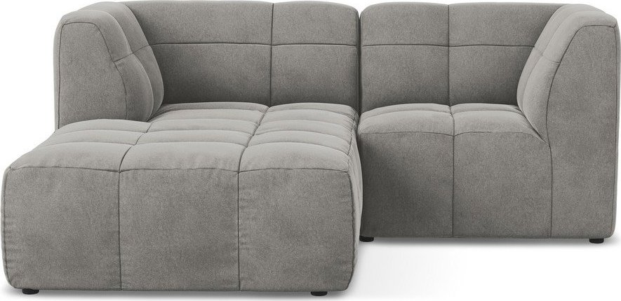 Šedá sametová rohová pohovka (levý roh/s lenoškou) Aloha – Makamii Makamii