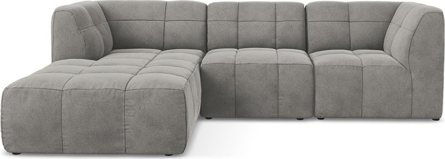 Šedá sametová rohová pohovka (levý roh/s lenoškou) Aloha – Makamii Makamii