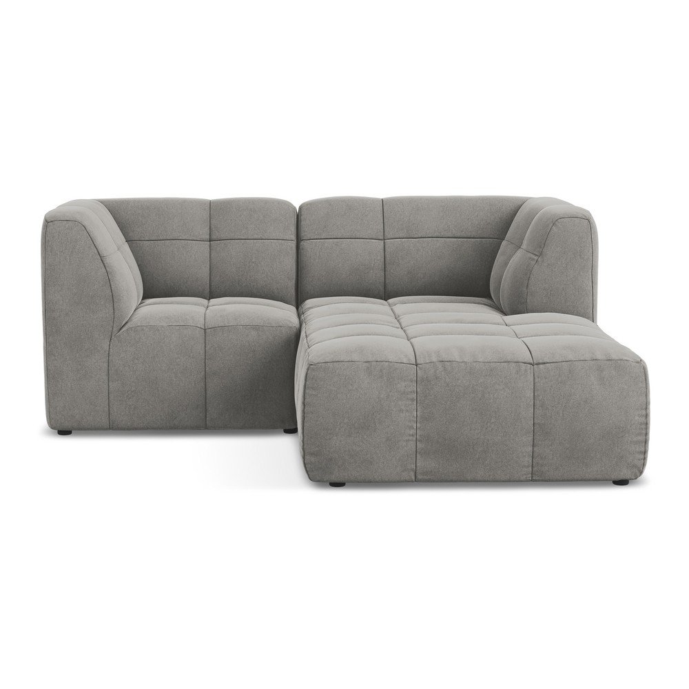 Šedá sametová rohová pohovka (pravý roh/s lenoškou) Aloha – Makamii Makamii