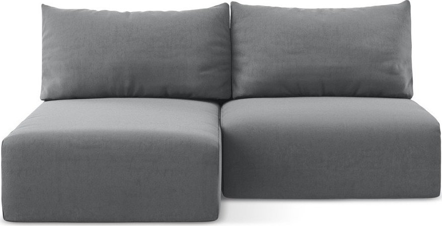 Šedá sametová rozkládací/s úložným prostorem rohová pohovka (levý roh/s lenoškou) Kalena – Makamii Makamii