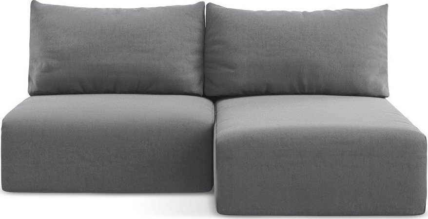 Šedá sametová rozkládací/s úložným prostorem rohová pohovka (pravý roh/s lenoškou) Kalena – Makamii Makamii