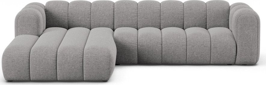 Šedá žinylková rohová pohovka (levý roh/s lenoškou) Lupine – Micadoni Micadoni