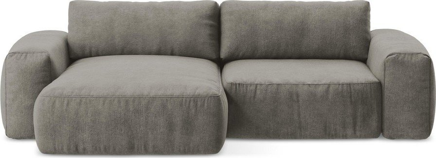 Šedá žinylková rozkládací rohová pohovka (levý roh/s lenoškou) Kuki – Makamii Makamii