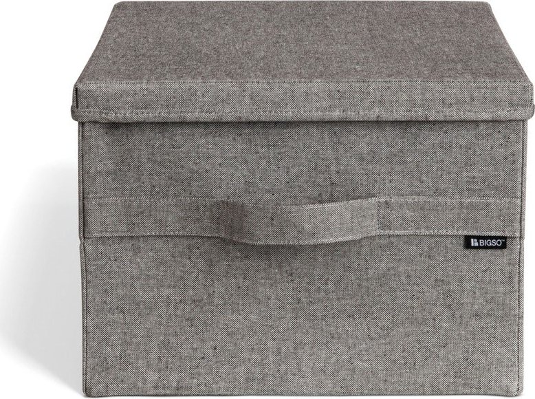 Šedý látkový úložný box s víkem 36x46x25 cm Soft Storage Large – Bigso Bigso