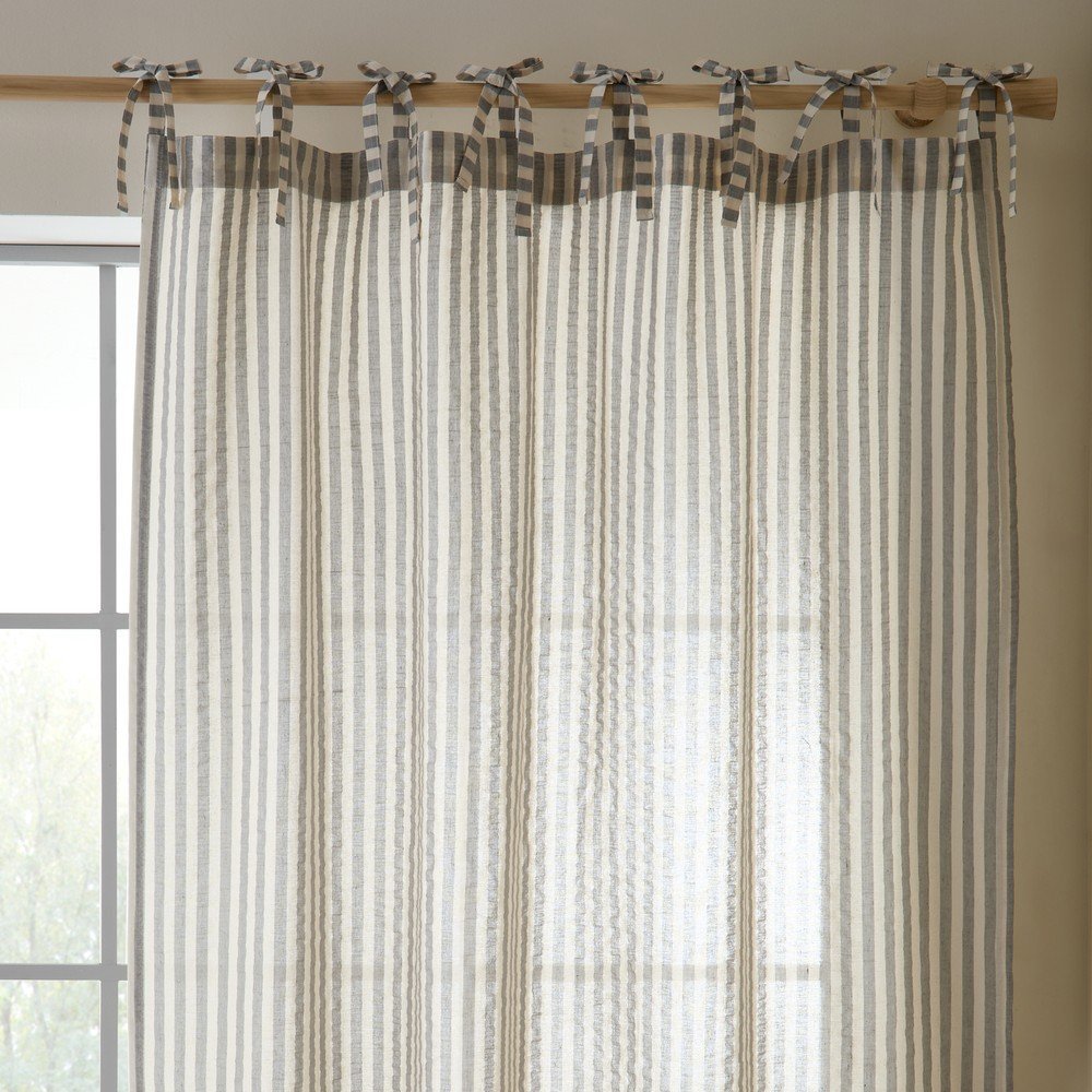 Šedý závěs 140x183 cm Zanzibar Woven Stripe – Pineapple Elephant Pineapple Elephant