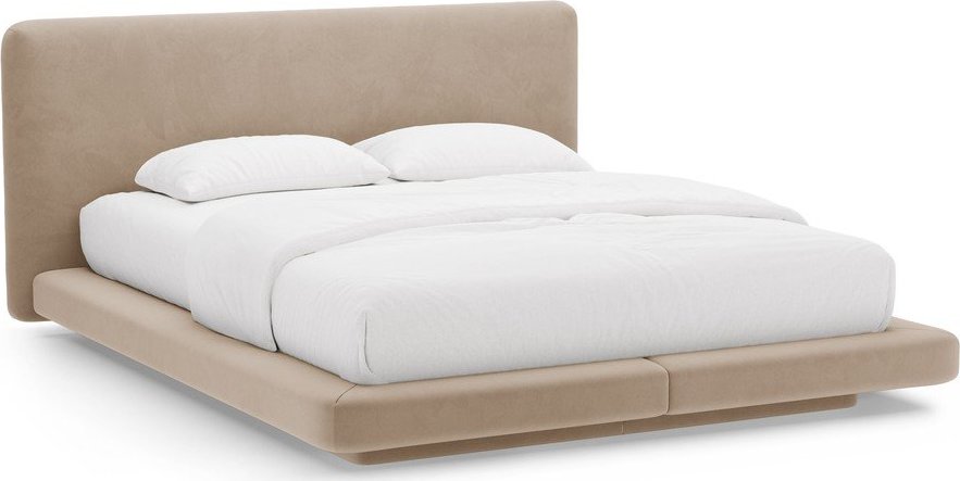 Světle hnědá čalouněná dvoulůžková postel 200x200 cm Linea – Micadoni Micadoni