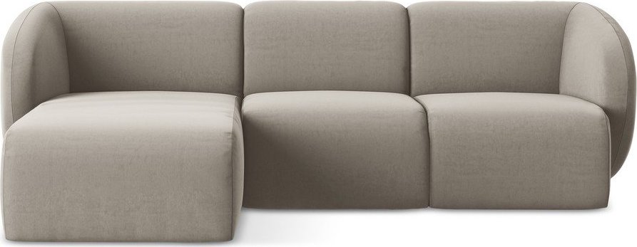 Světle hnědá sametová rohová pohovka (levý roh/s lenoškou) Lani – Makamii Makamii