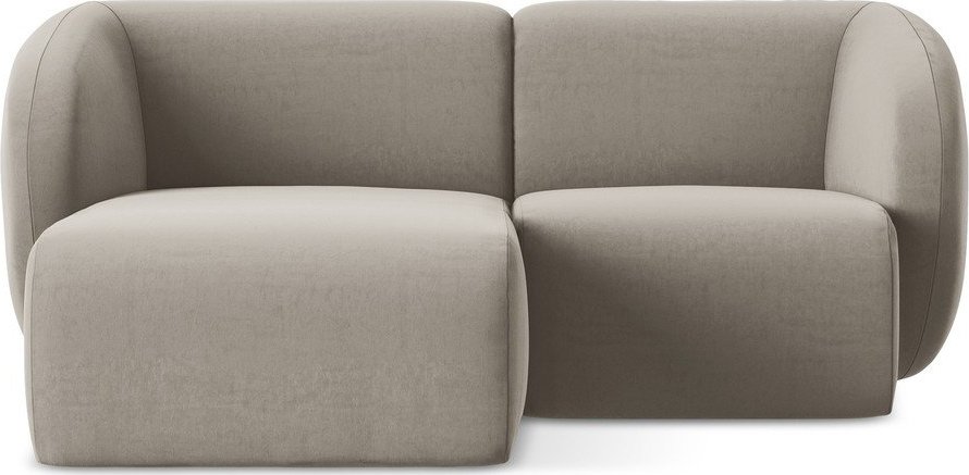 Světle hnědá sametová rohová pohovka (levý roh/s lenoškou) Lani – Makamii Makamii