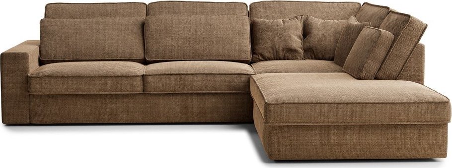 Světle hnědá žinylková rohová pohovka (pravý roh/do L) Kirou – Maison de Rêve Maison de Reve