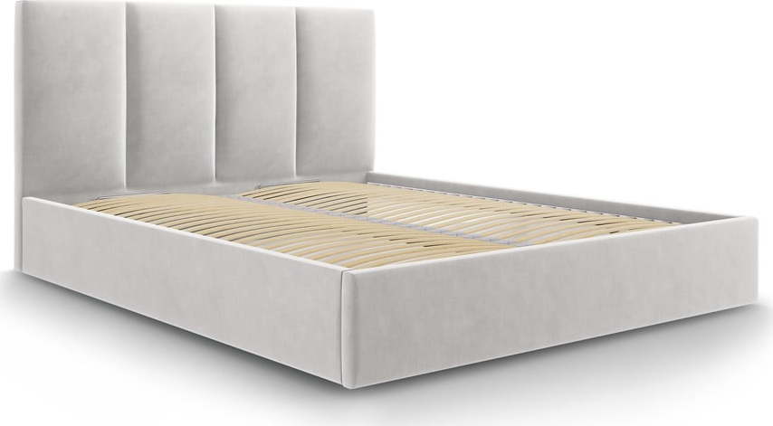 Světle šedá čalouněné dvoulůžková postel s úložným prostorem rošt součástí 180x200 cm Juniper - II.jakost – Mazzini Beds Mazzini Beds