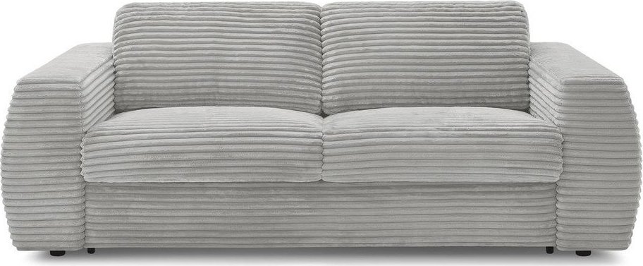 Světle šedá manšestrová pohovka na každodenní spaní/rozkládací 240 cm Hugo – Bobochic Paris Bobochic Paris