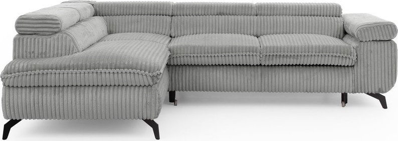 Světle šedá manšestrová rohová pohovka (levý roh/do L) Marbeya – Ropez Ropez