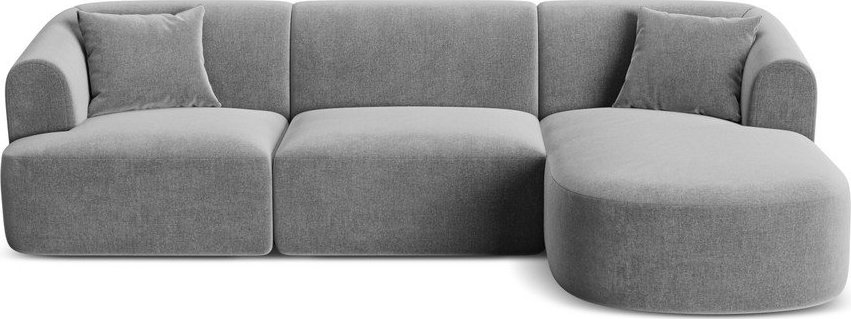 Světle šedá sametová rohová pohovka (pravý roh/s lenoškou) Campi – Cosmopolitan Design Cosmopolitan design