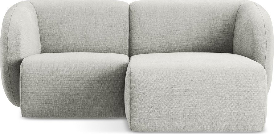 Světle šedá žinylková rohová pohovka (pravý roh/s lenoškou) Lani – Makamii Makamii