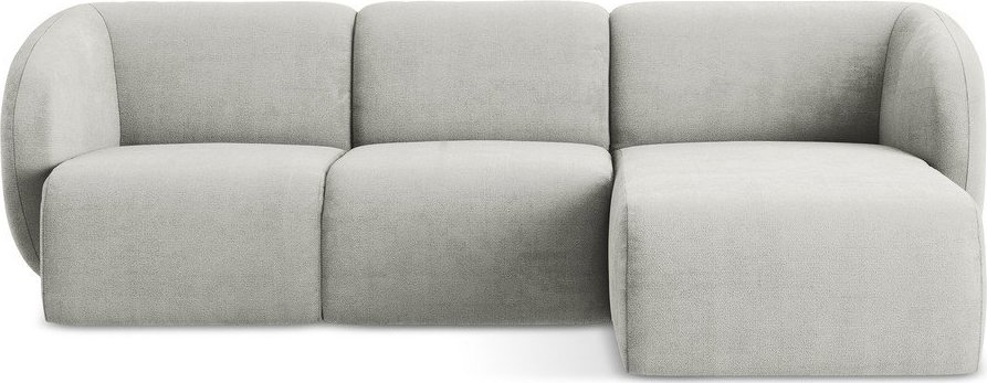 Světle šedá žinylková rohová pohovka (pravý roh/s lenoškou) Lani – Makamii Makamii