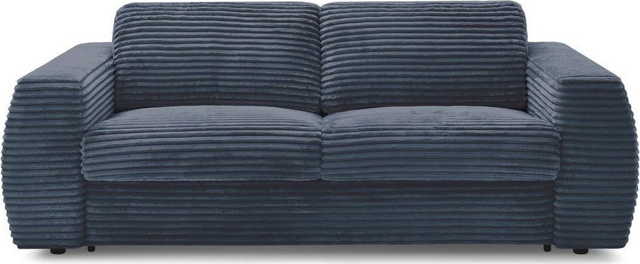 Tmavě modrá manšestrová pohovka na každodenní spaní/rozkládací 220 cm Hugo – Bobochic Paris Bobochic Paris