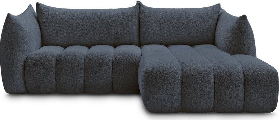 Tmavě modrá rohová pohovka z textilie bouclé (pravý roh/s lenoškou) Azra – Bobochic Paris Bobochic Paris