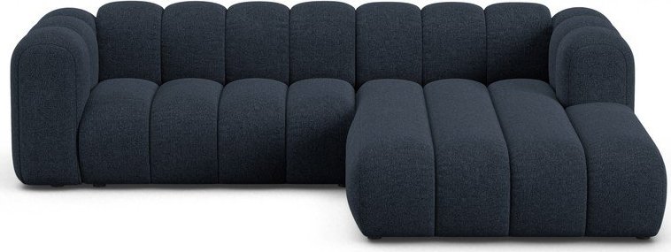 Tmavě modrá žinylková rohová pohovka (pravý roh/s lenoškou) Lupine – Micadoni Micadoni