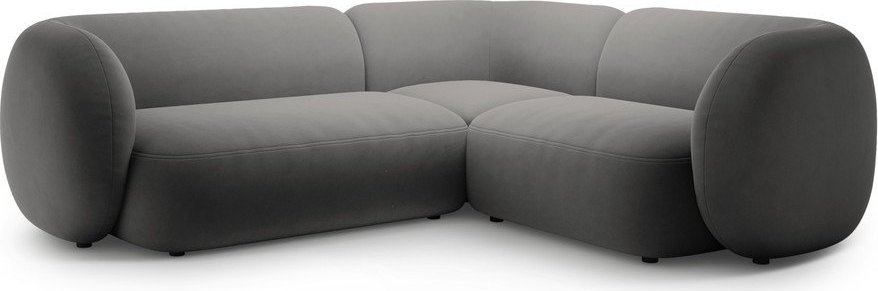 Tmavě šedá sametová rohová pohovka (pravý roh/do L) Kate – Micadoni Micadoni