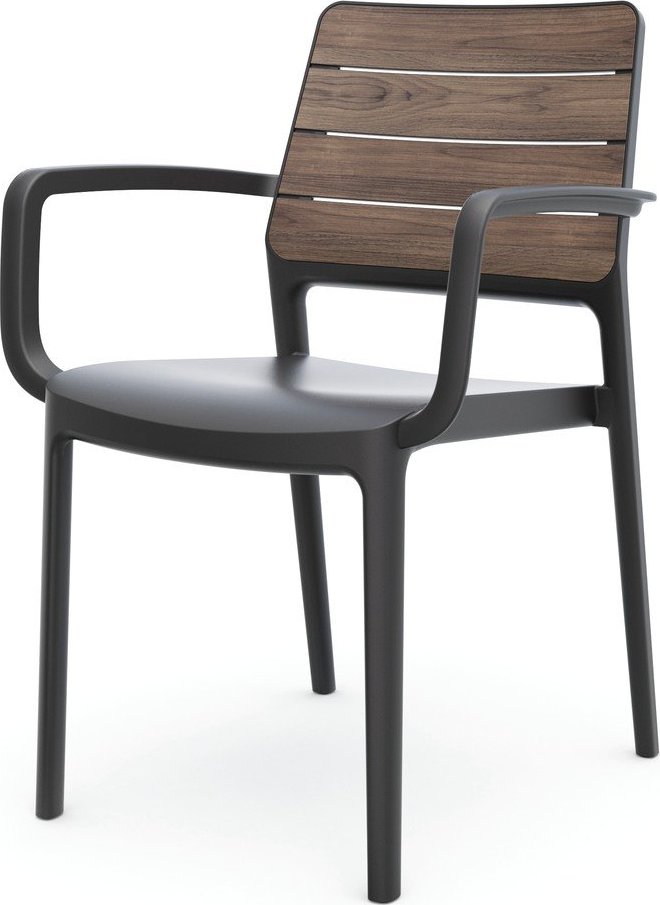 Tmavě šedá/tmavě hnědá plastová zahradní židle Deco Porto – Keter Keter