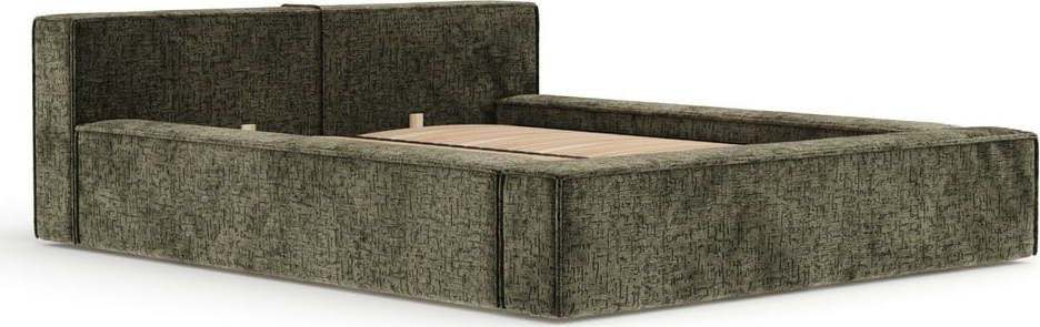 Tmavě zelená čalouněná dvoulůžková postel s úložným prostorem s roštem 160x200 cm Voliera – Maison de Rêve Maison de Reve