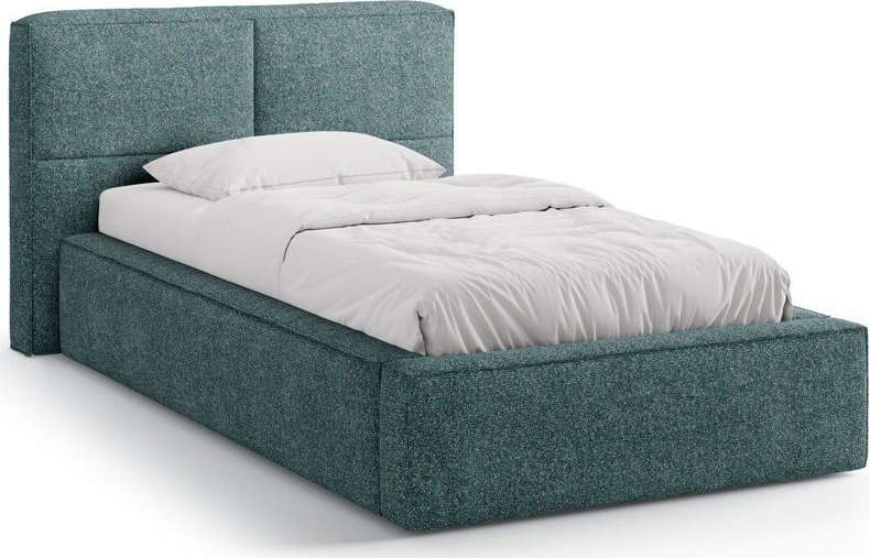 Tyrkysová čalouněná jednolůžková postel s úložným prostorem s roštem 90x200 cm Darren – Micadoni Micadoni