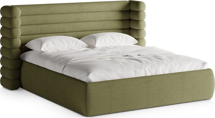 Zelená čalouněná dvoulůžková postel s úložným prostorem s roštem 160x200 cm Mount – Micadoni Micadoni