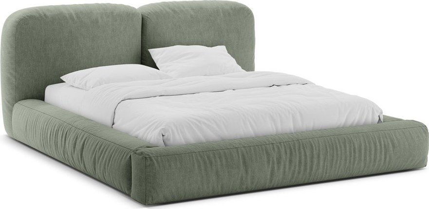 Zelená čalouněná dvoulůžková postel s úložným prostorem s roštem 180x200 cm Martina – Micadoni Micadoni