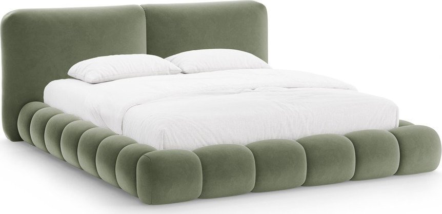 Zelená čalouněná dvoulůžková postel s úložným prostorem s roštem 180x200 cm Solange – Micadoni Micadoni