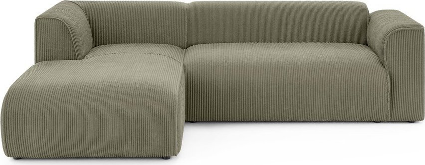 Zelená manšestrová rohová pohovka (levý roh/s lenoškou) Merid – Ropez Ropez