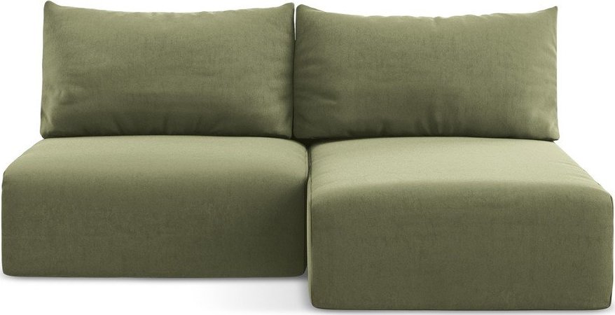 Zelená sametová rozkládací/s úložným prostorem rohová pohovka (pravý roh/s lenoškou) Kalena – Makamii Makamii