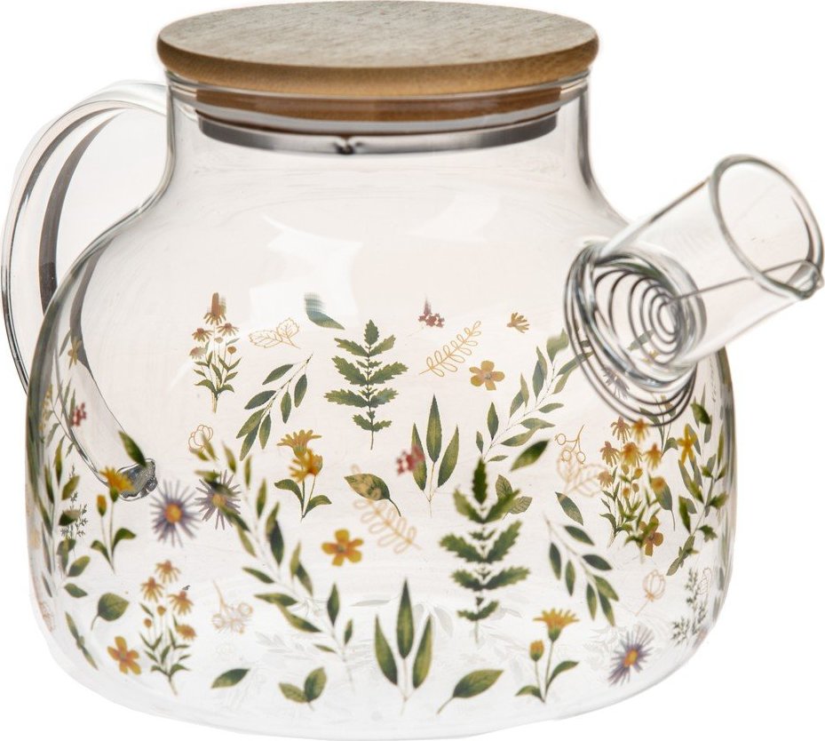 Zelená skleněná konvice na čaj 1 l Wildflowers – Dakls Dakls