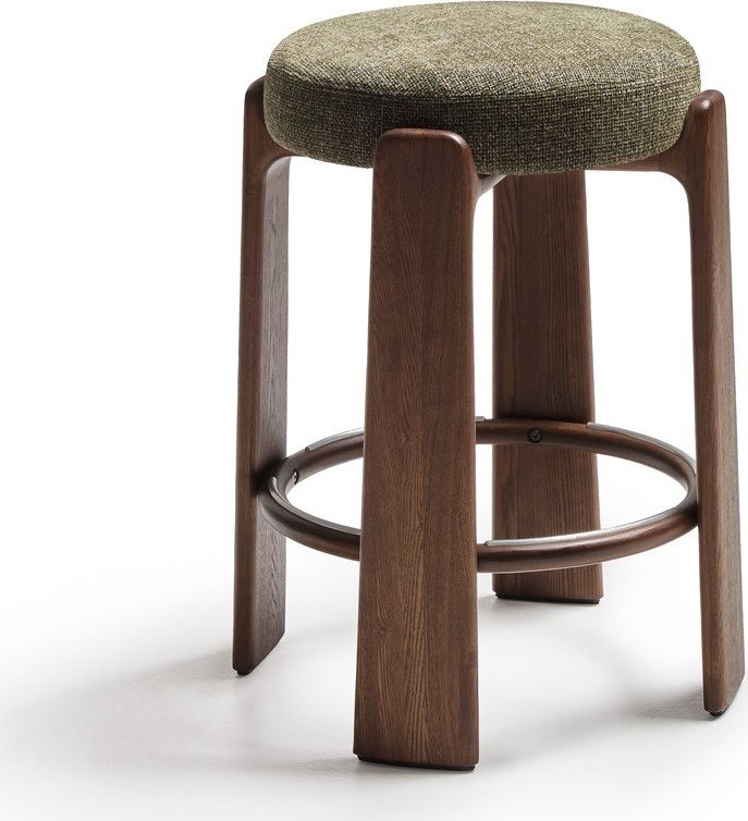 Zelená/v tmavě přírodní barvě barová stolička z jasanového dřeva (výška sedáku 65 cm) Granite – Kave Home Kave Home