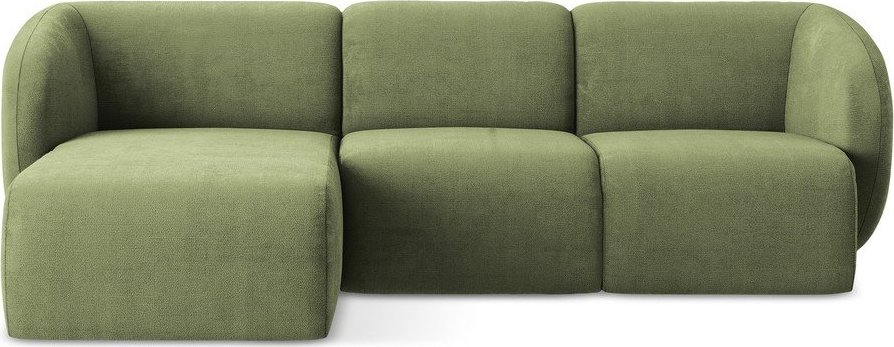 Zelená žinylková rohová pohovka (levý roh/s lenoškou) Lani – Makamii Makamii