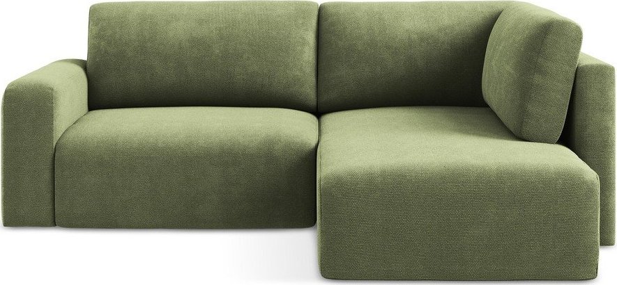 Zelená žinylková rozkládací/s úložným prostorem rohová pohovka (pravý roh/do L) Kona – Makamii Makamii