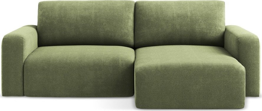 Zelená žinylková rozkládací/s úložným prostorem rohová pohovka (pravý roh/s lenoškou) Kona – Makamii Makamii