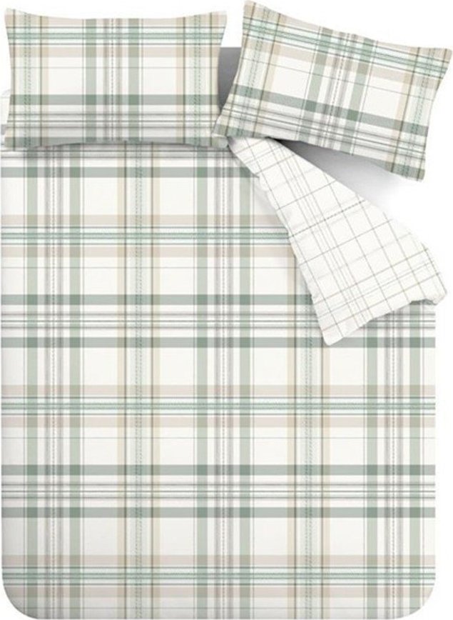 Zelené 3dílné povlečení na dvoulůžko/prodloužené 230x220 cm Cartmel Check – Catherine Lansfield Catherine Lansfield