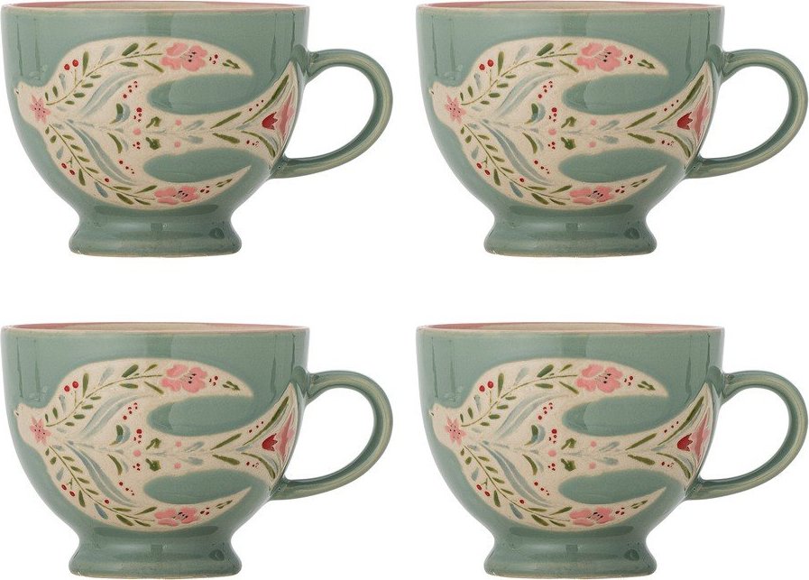 Zelené keramické hrnky v sadě 4 ks 400 ml Rosalynde – Bloomingville Bloomingville