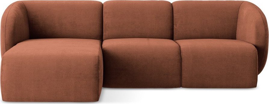 Žinylková rohová pohovka v terakotové barvě (levý roh/s lenoškou) Lani – Makamii Makamii