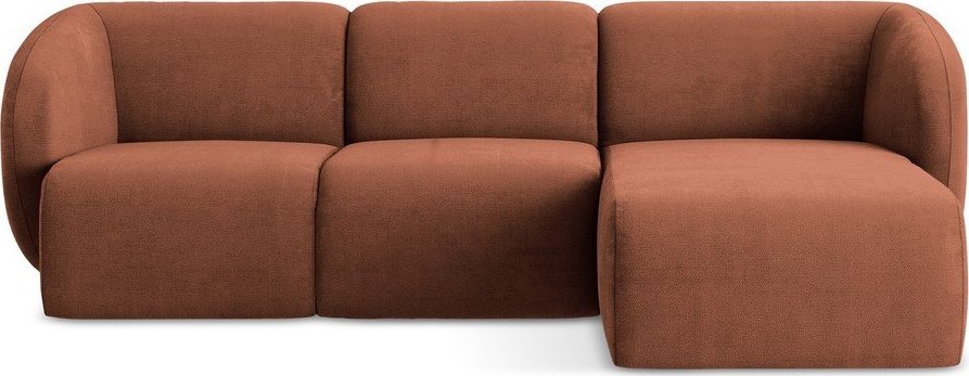 Žinylková rohová pohovka v terakotové barvě (pravý roh/s lenoškou) Lani – Makamii Makamii