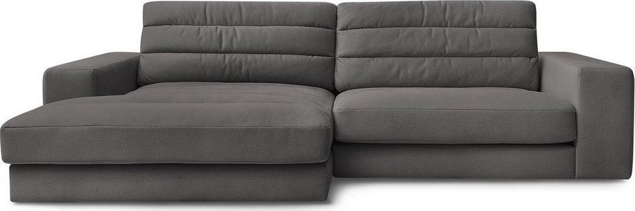 Antracitová sametová rohová pohovka (levý roh/s lenoškou) Sierra – Bobochic Paris Bobochic Paris