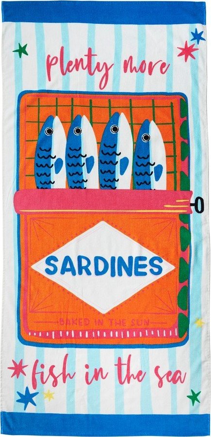 Bavlněná plážová osuška 76x160 cm Sardines – Catherine Lansfield Catherine Lansfield