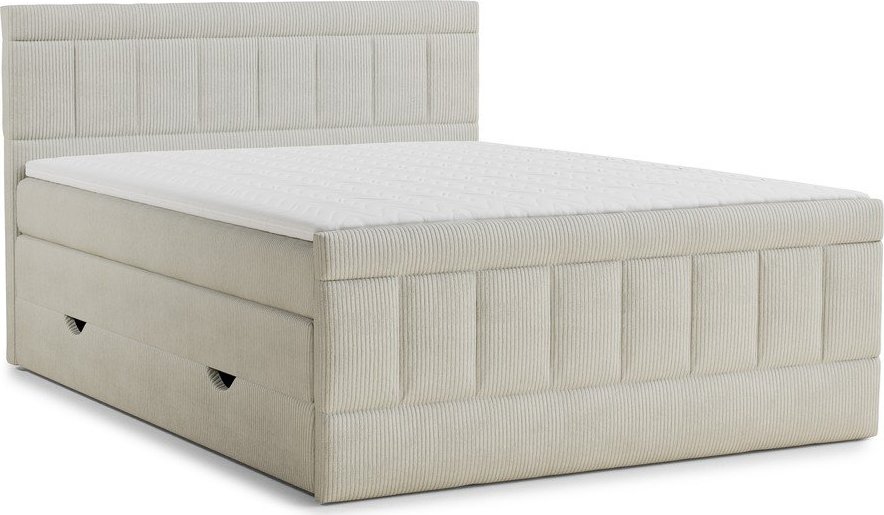 Béžová boxspring postel s úložným prostorem 200x200 cm Caya – Maison de Rêve Maison de Reve