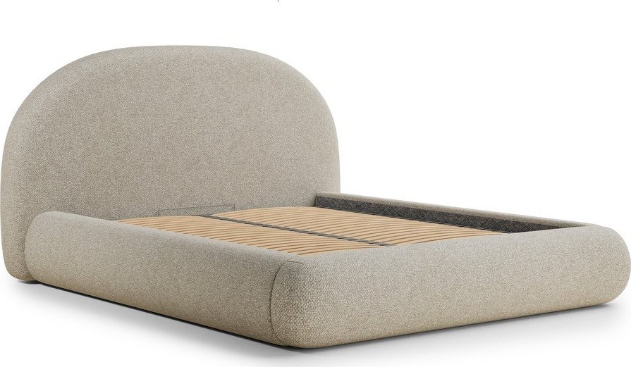 Béžová čalouněná dvoulůžková postel s úložným prostorem s roštem 140x200 cm Maumere – Maison de Rêve Maison de Reve