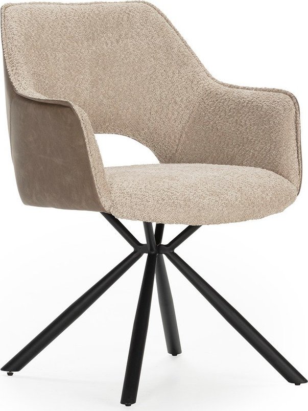 Béžová čalouněná jídelní křesla v sadě 2 ks s područkami Mariel – Marckeric Marckeric