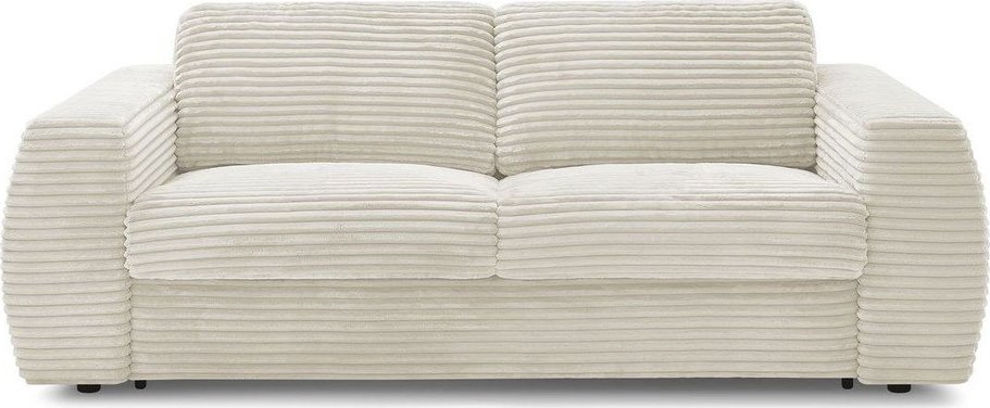 Béžová manšestrová pohovka na každodenní spaní/rozkládací 220 cm Hugo – Bobochic Paris Bobochic Paris