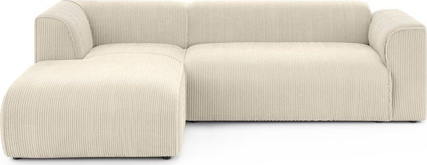 Béžová manšestrová rohová pohovka (levý roh/s lenoškou) Merid – Ropez Ropez