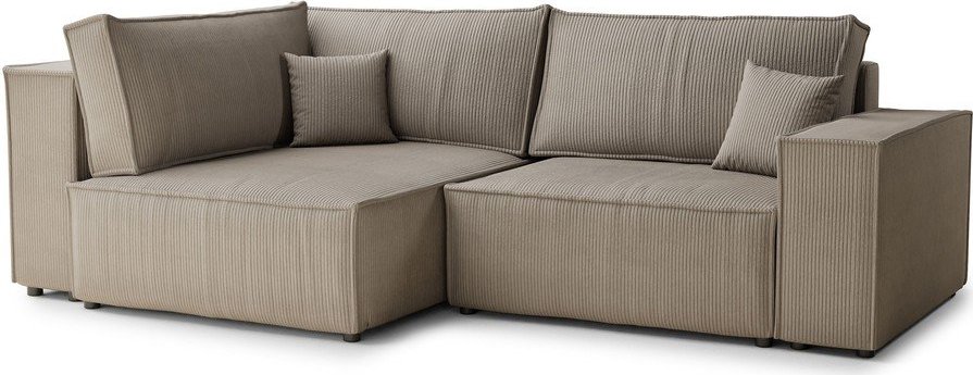 Béžová manšestrová rozkládací/s úložným prostorem rohová pohovka (levý roh/do L) Tonga – Maison de Rêve Maison de Reve