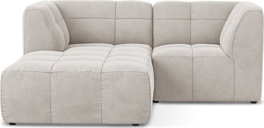 Béžová sametová rohová pohovka (levý roh/s lenoškou) Aloha – Makamii Makamii